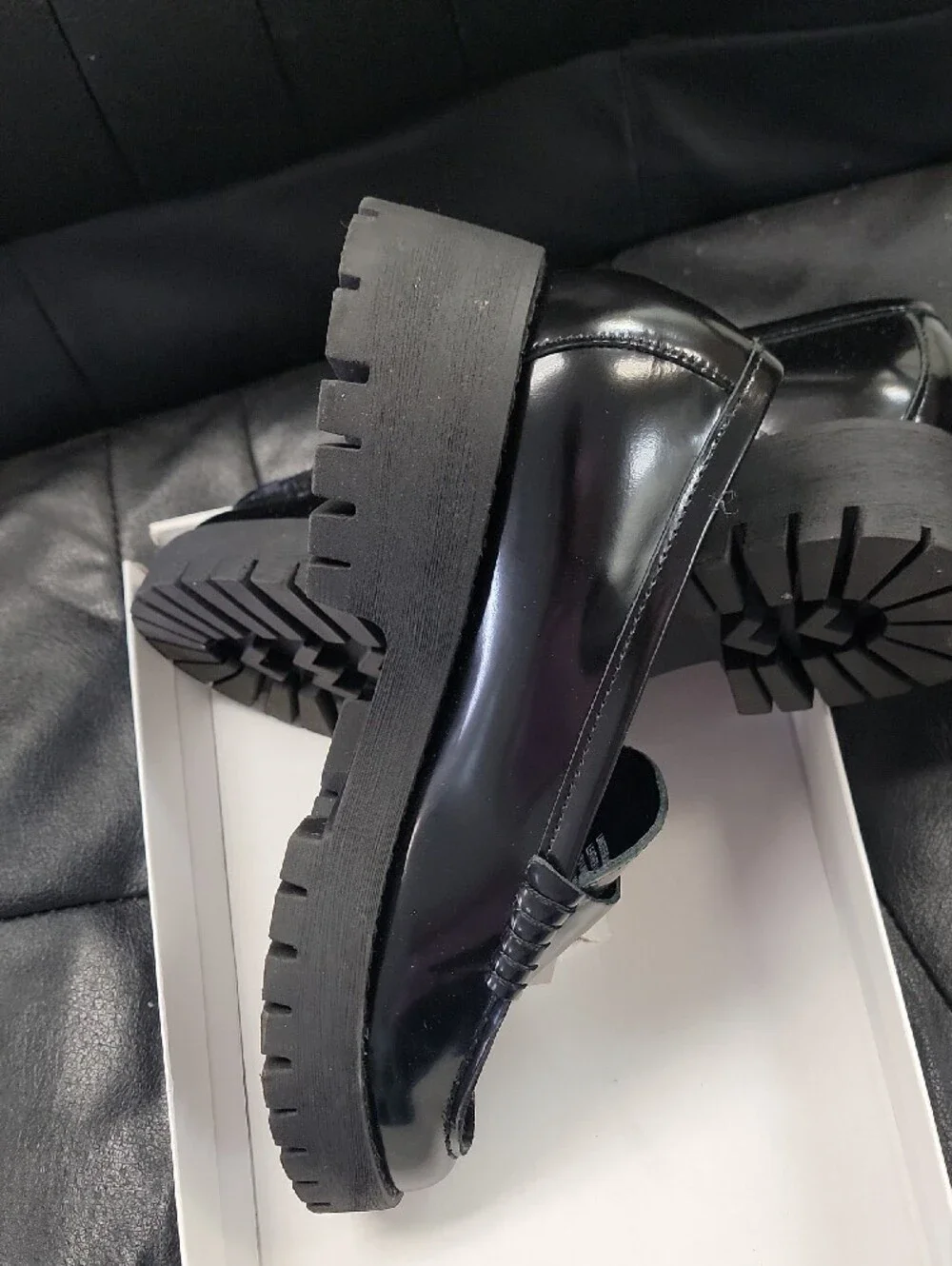 Steve Madden Black Patent Leather Penny Loafers